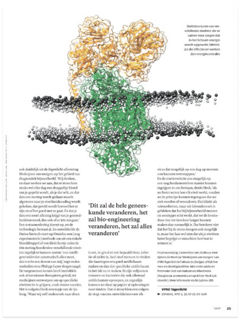 VPRO gids artikel (Dutch TV guide): Article on Proteins with Prof Heck